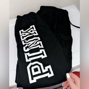 black victoria’s secret pink sweatpants - large